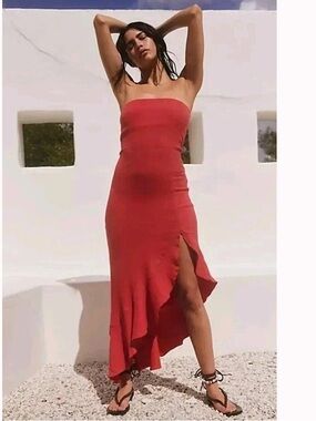 Free People Free-Est Made Me Blush Midi Dress Size Large New Without Tags